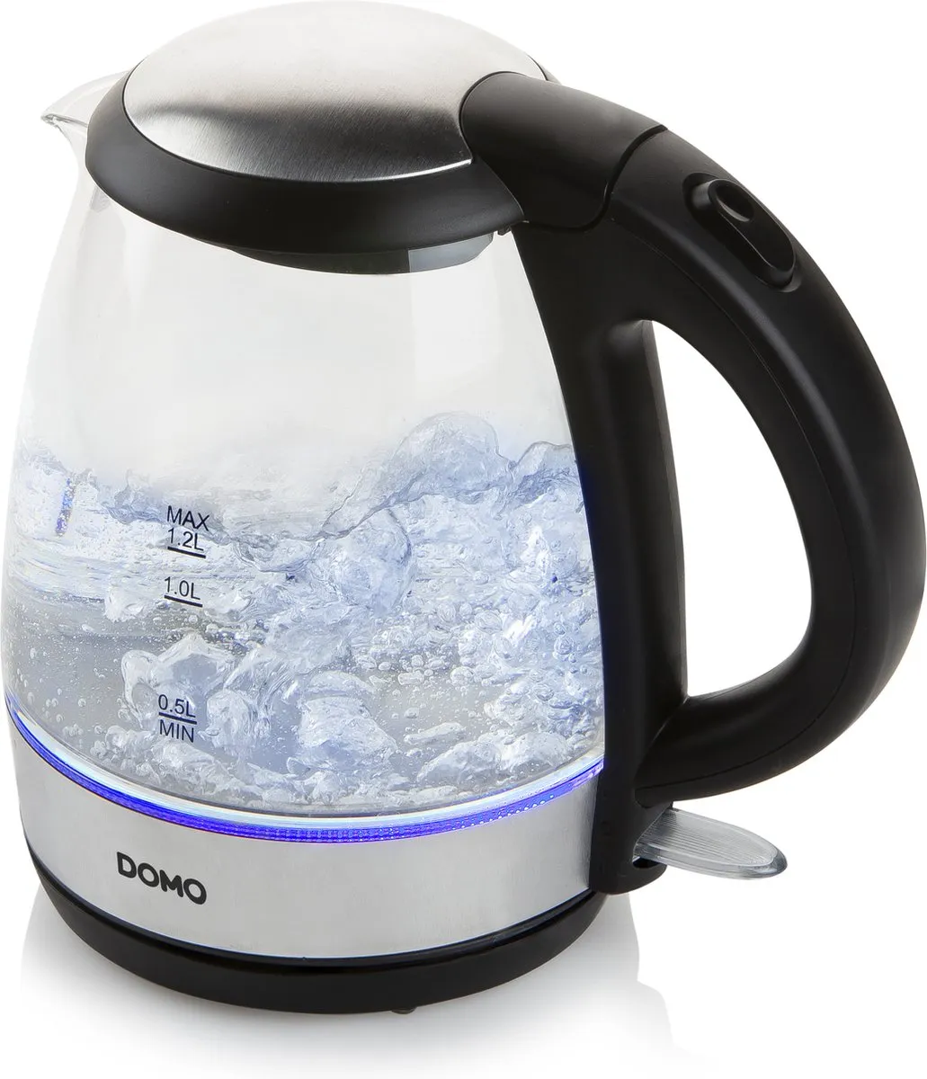 Domo DO9218WK Waterkoker 1,2L - Glas - Zwart/Zilver - afbeelding 6 van 6