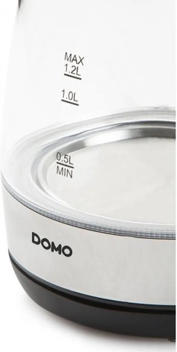 Domo DO9218WK Waterkoker 1,2L - Glas - Zwart/Zilver