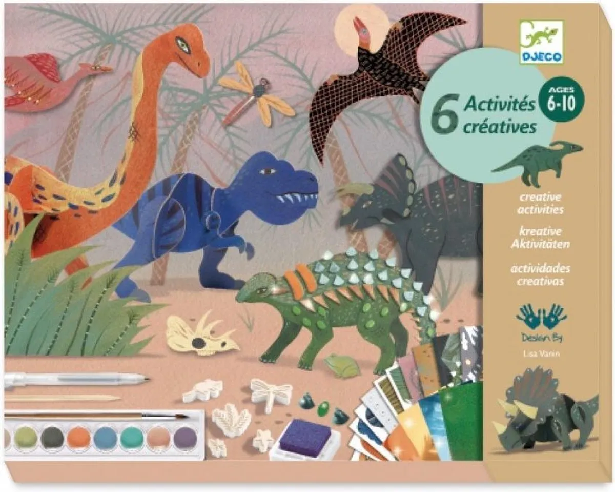 Djeco Creatieve Knutseldoos Dino's - Meerkleurig