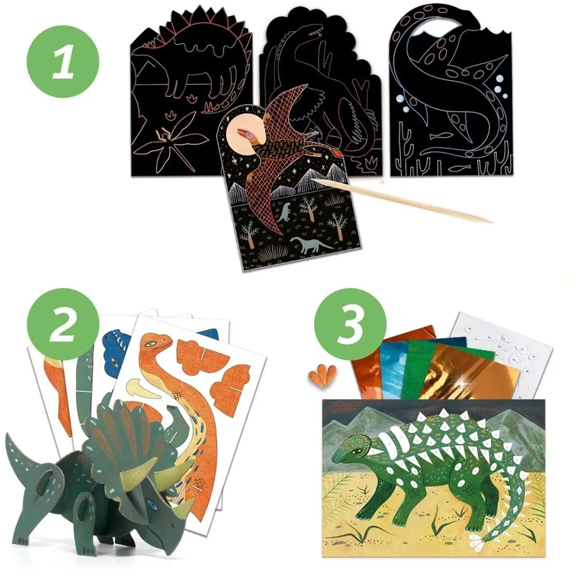 Djeco Creatieve Knutseldoos Dino's - Meerkleurig