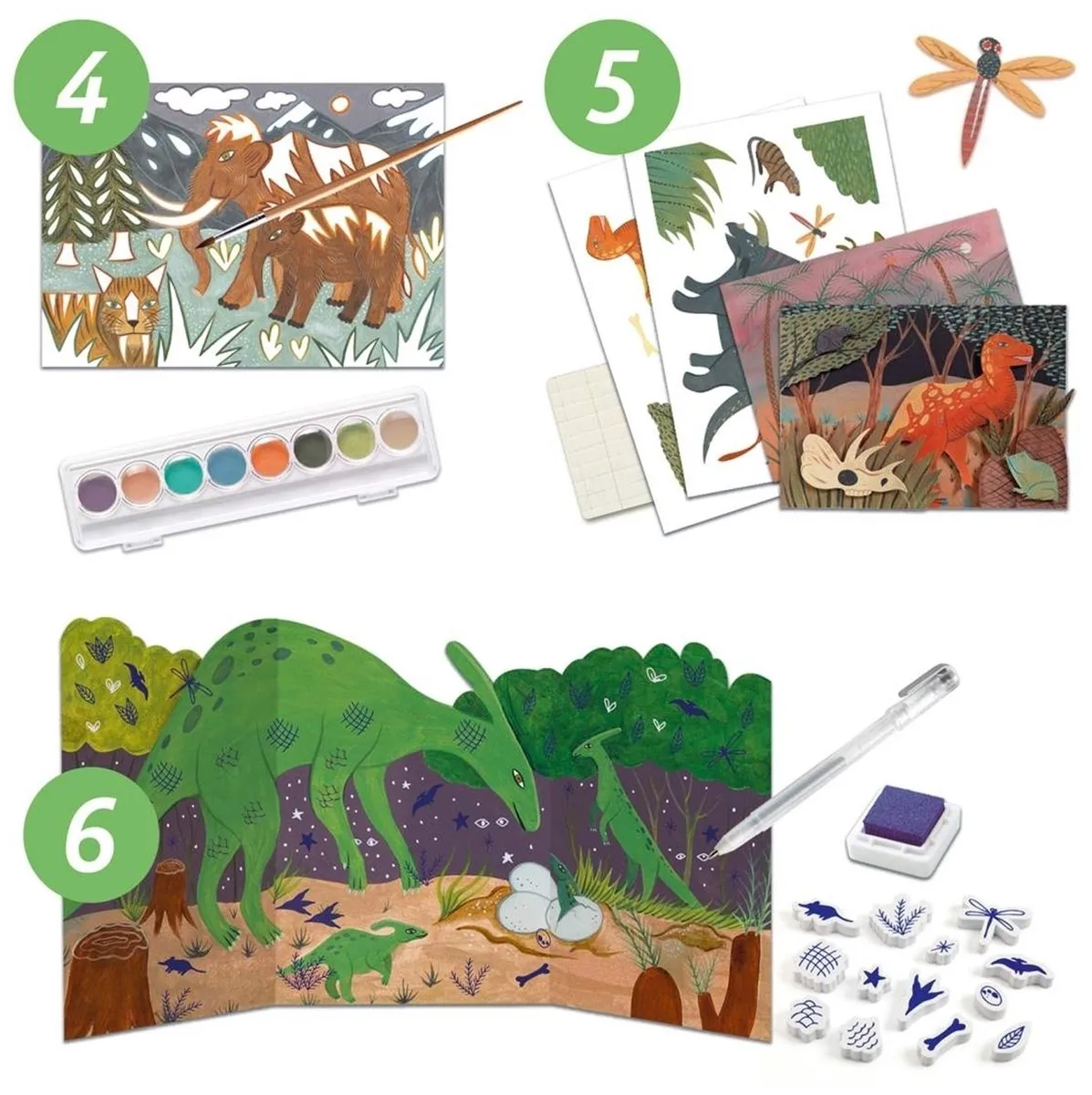 Djeco Creatieve Knutseldoos Dino's - Meerkleurig