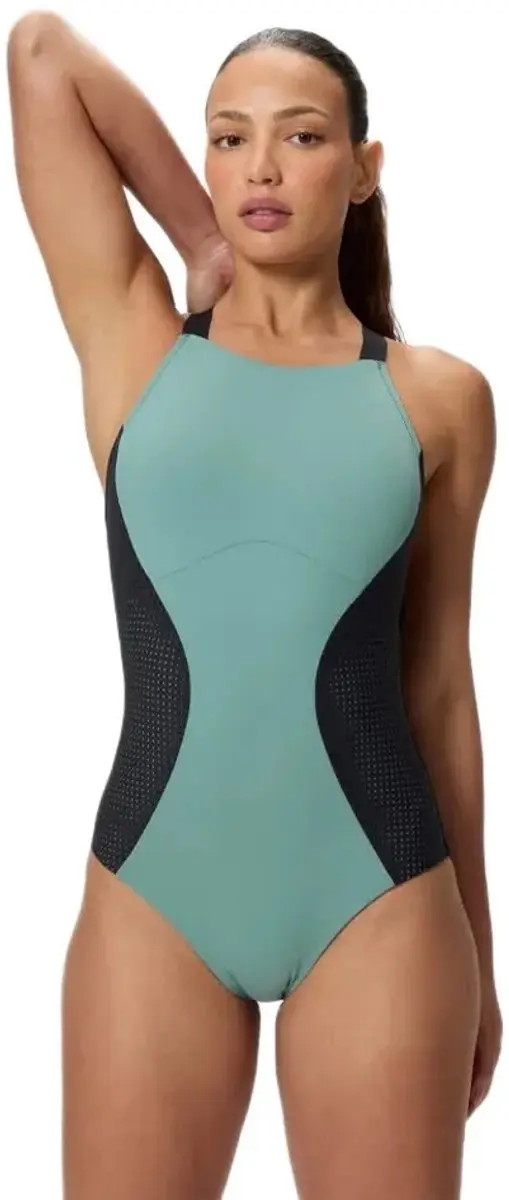 Speedo Sculpture High Neck Contour Zwemkleding Groen UK 42 Vrouw