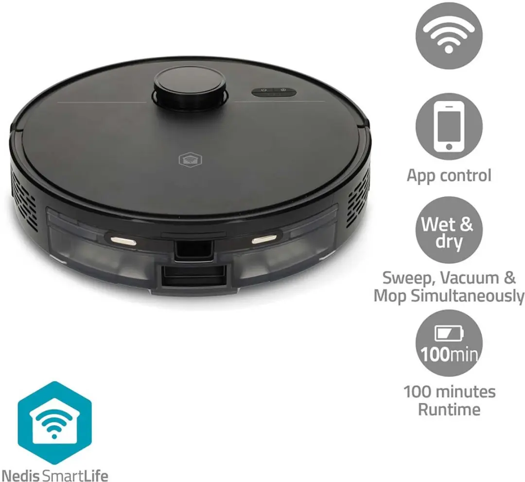 Nedis SmartLife WIFIVCL10CBK Robotstofzuiger