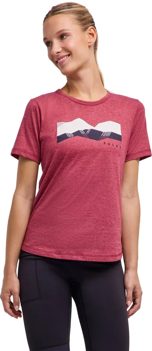 Falke Trekking Tee Graphic Top Dames - M - Rood