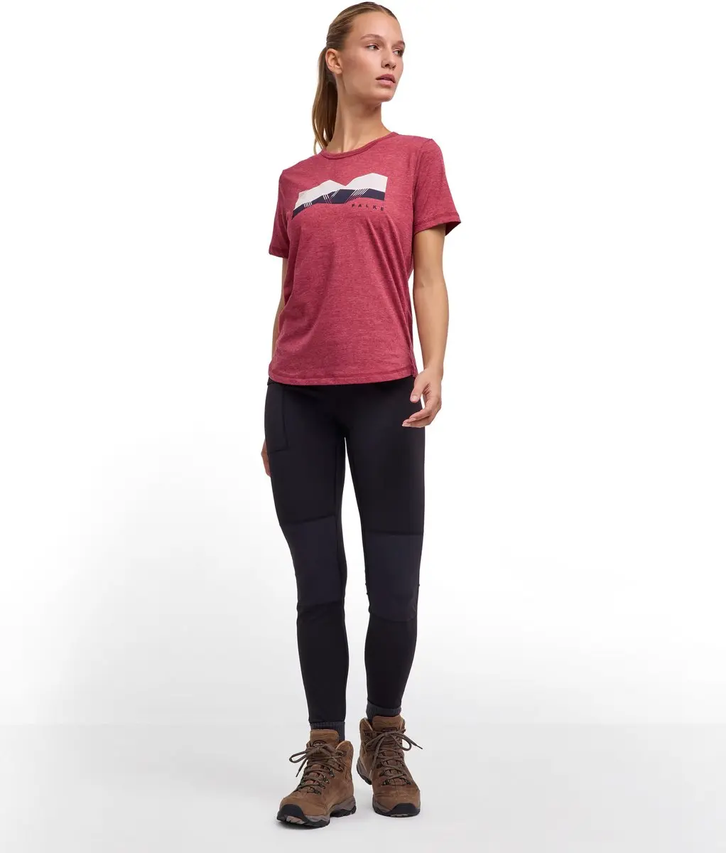Falke Trekking Tee Graphic Top Dames - M - Rood