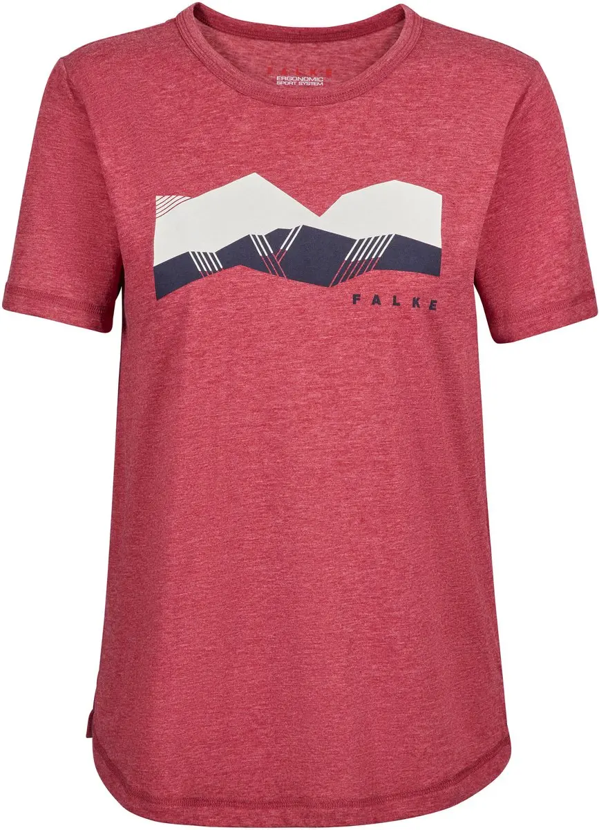 Falke Trekking Tee Graphic Top Dames - M - Rood