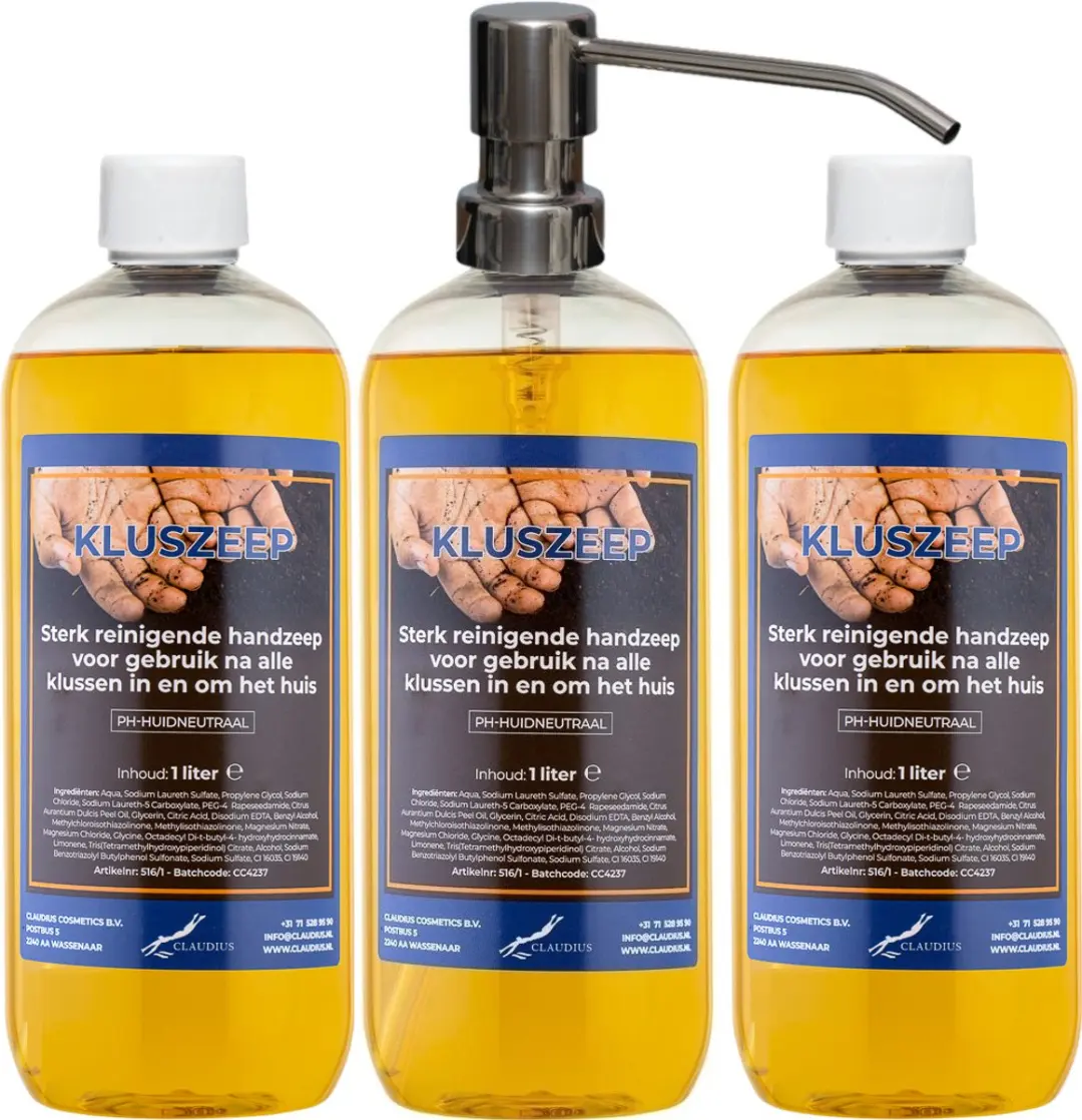 Splashbox Cosmetics Kluszeep 1L - Set van 3 Stuks - RVS Pomp