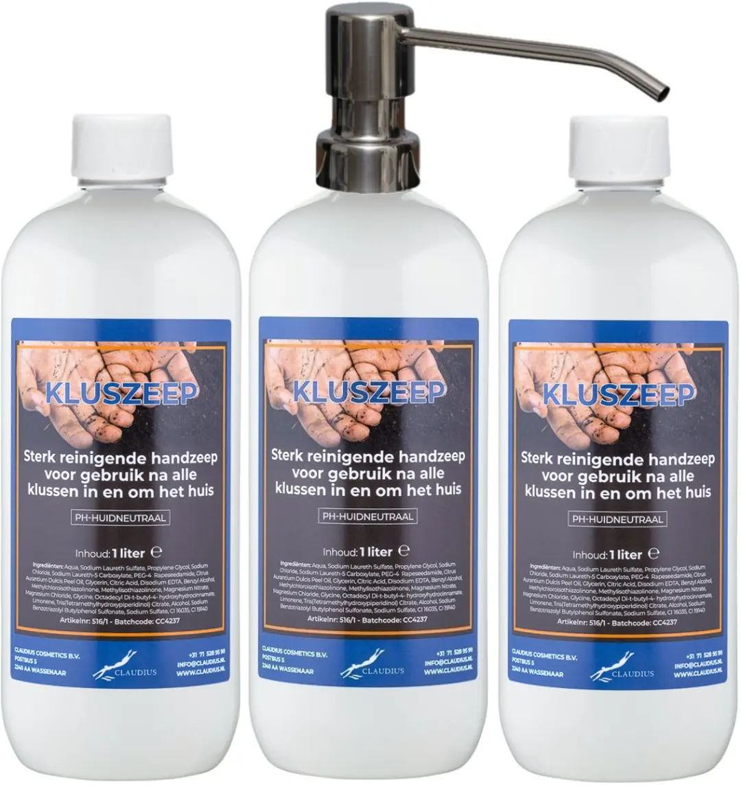 Splashbox Cosmetics Kluszeep 1L - Set van 3 Stuks - RVS Pomp