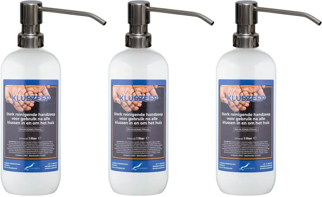 Splashbox Cosmetics Kluszeep 1L - Set van 3 Stuks - RVS Pomp