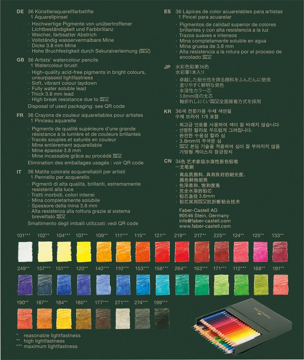 Faber-Castell Albrecht Dürer Aquarelpotloden 36 Stuks - Studiobox