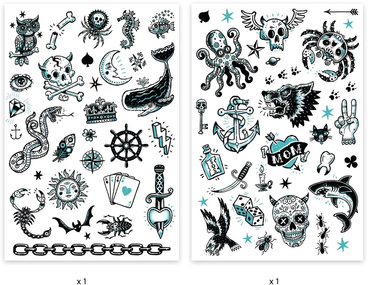 Djeco Tatoeages Donkere Kant - Noir et bleu