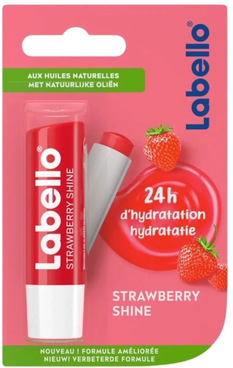 Labello Strawberry Shine Lippenbalsem - 3 Stuks