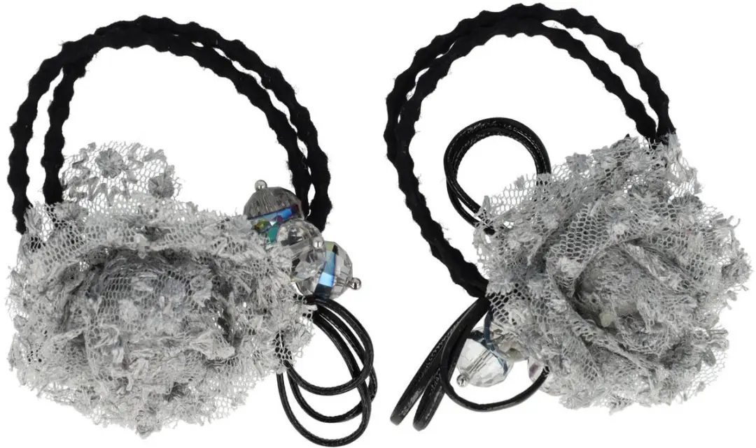 Haarsoires Haarelastieken Bloem 4cm Grijs