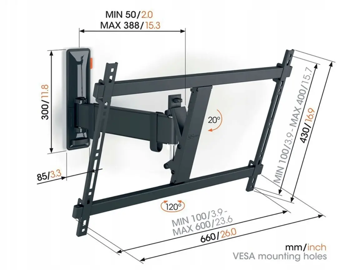 Vogel's TVM 3623 Wandsteun - 77" Zwart