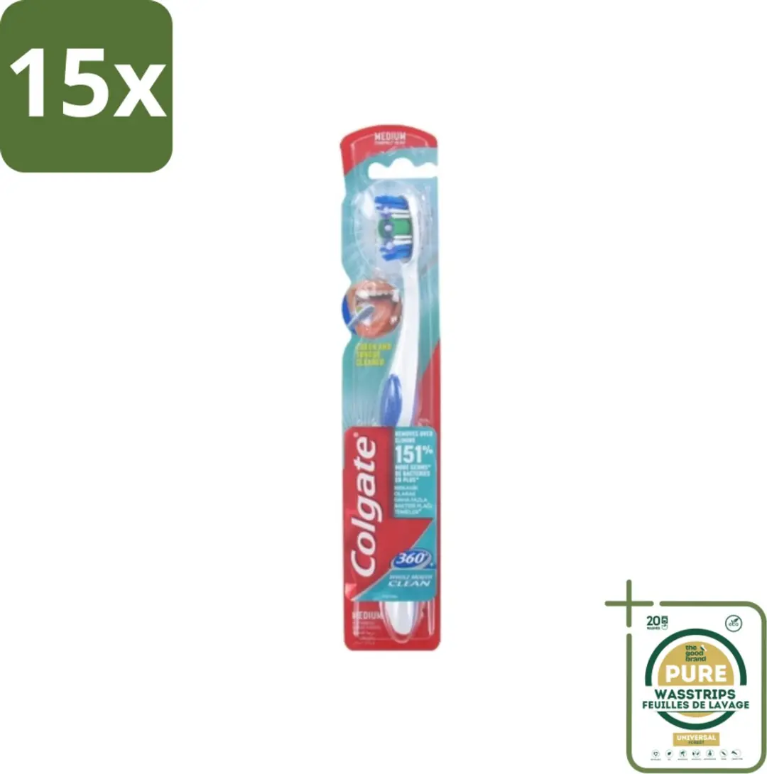 Colgate 360 Whole Mouth Clean Medium Tandenborstels - 15 Stuks