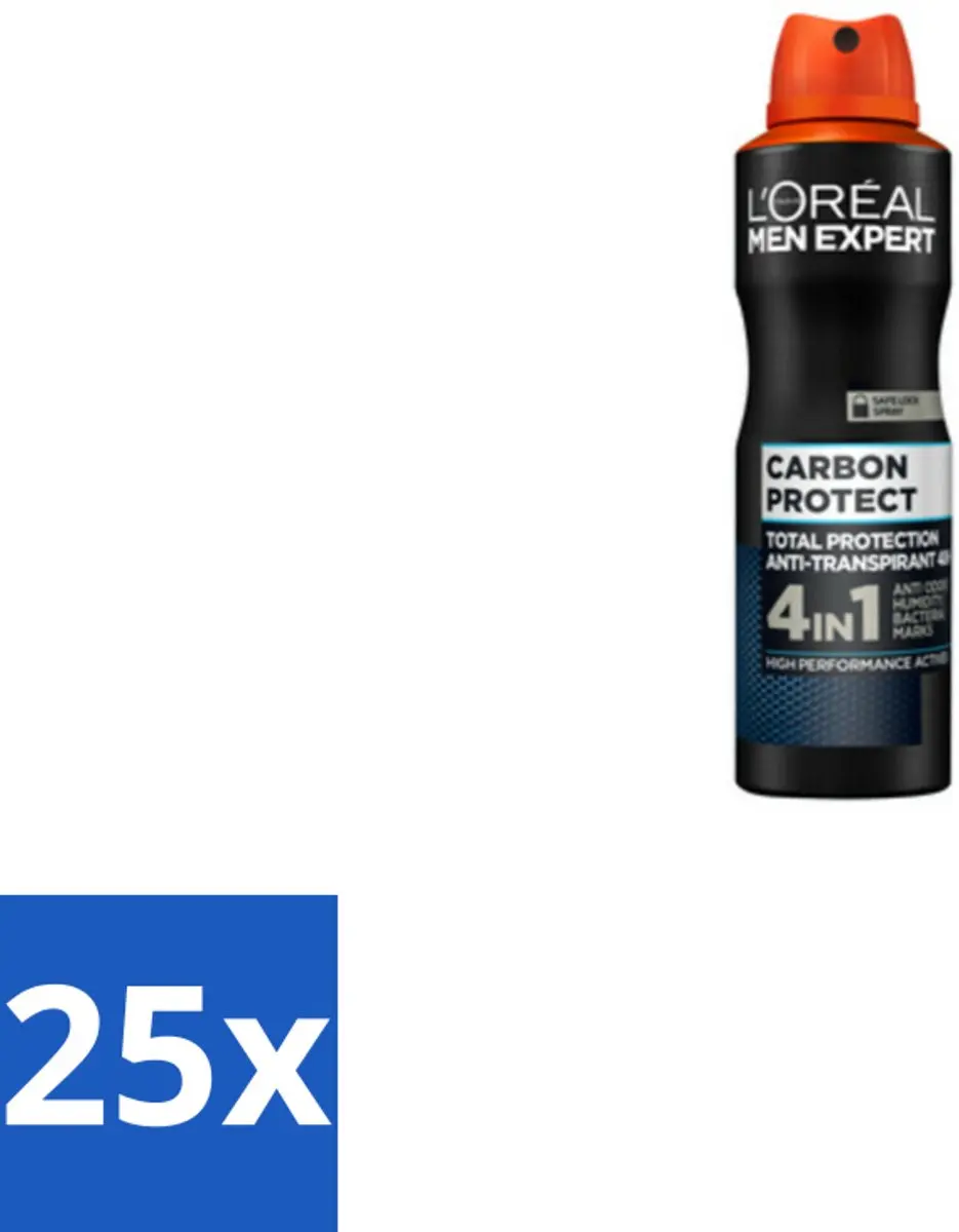 L'Oréal Men Expert Deodorant Spray Carbon Protect 150 ml - Bulkverpakking - 25 stuks