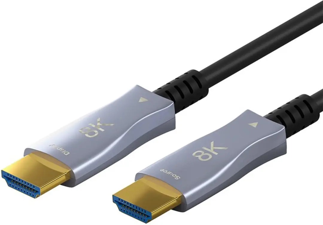 Goobay Actieve HDMI 2.1 Kabel 8K 60Hz - 100m - Verguld - Zwart/Zilver