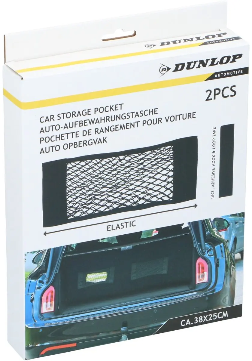 Dunlop Car Mesh Storage Pocket - 2 Stuks - Zwart