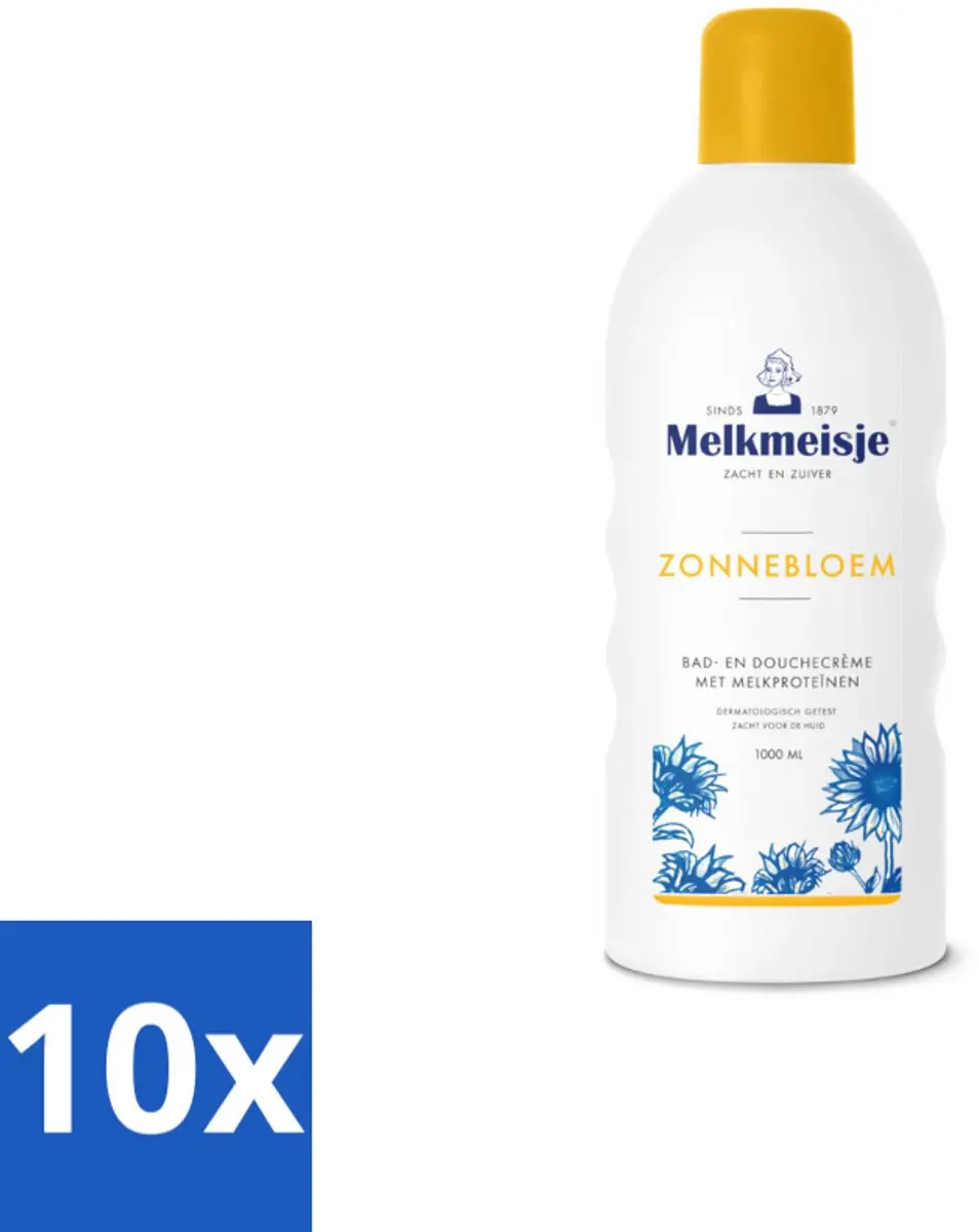 Melkmeisje Bad en Douche Crème Zonnebloem & Melk 1000ml - 10 Stuks