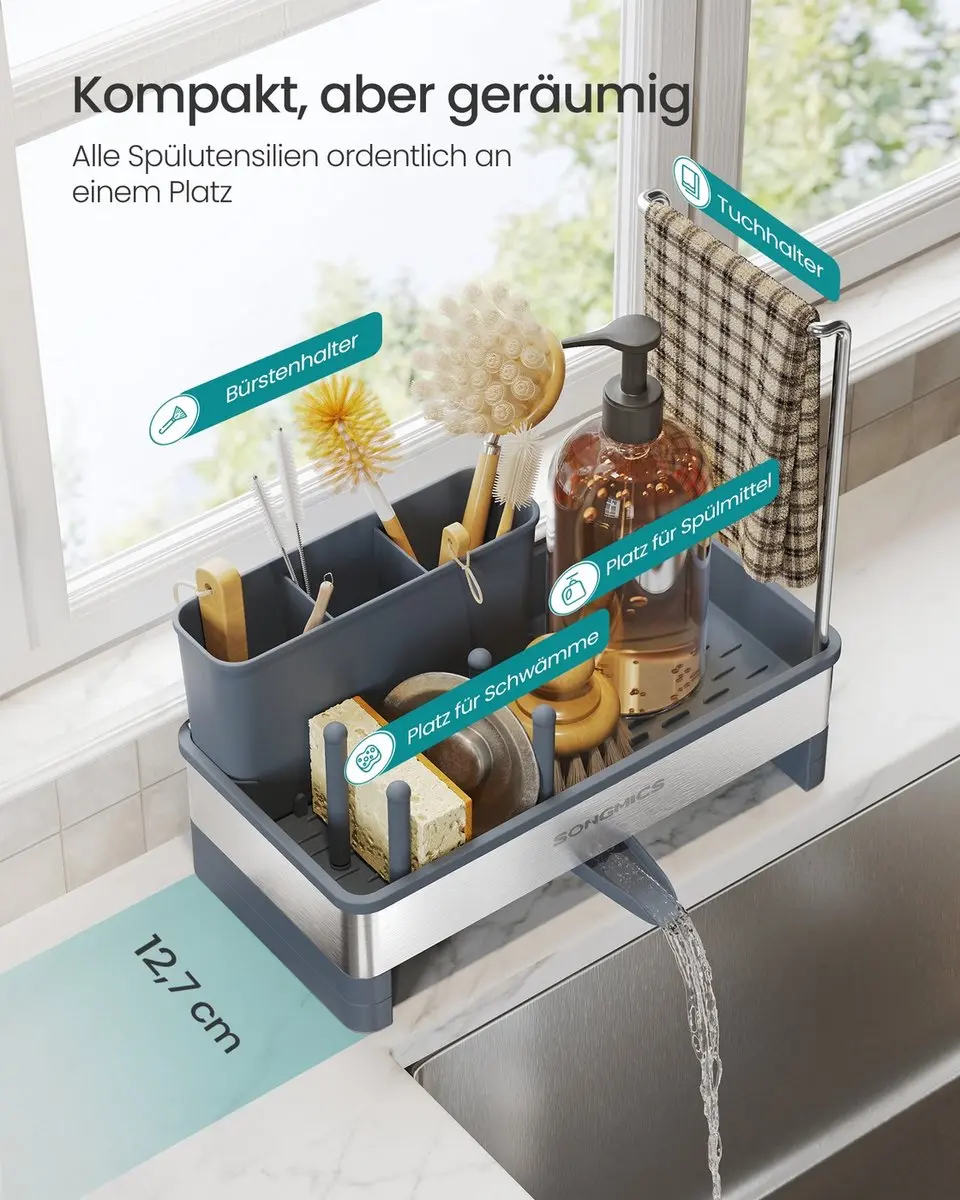 Songmics Wastafelorganizer Leigrijs/Zilver