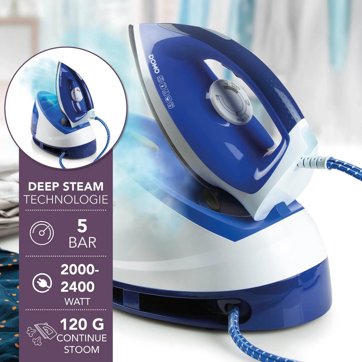 Domo DO1069S Stoomgenerator 2200W - 5 bar - Keramische zool - Wit/Blauw