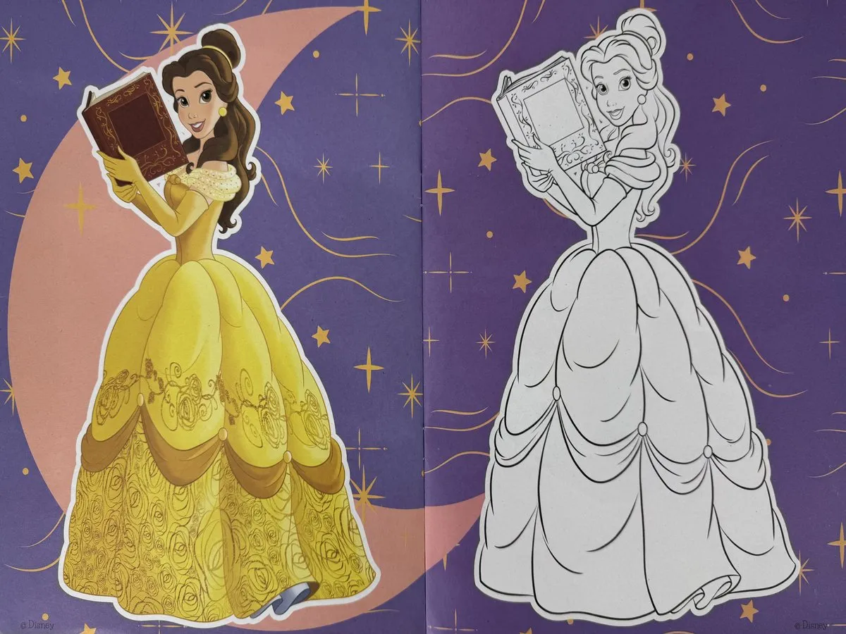 Disney Princess Kleurboek - 16 Pagina's - Zwart/Wit
