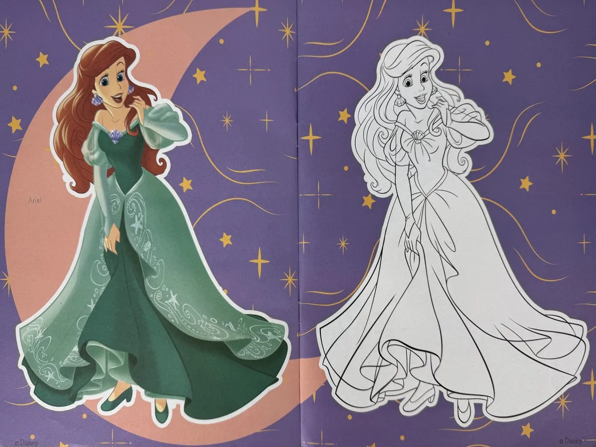 Disney Princess Kleurboek - 16 Pagina's - Zwart/Wit