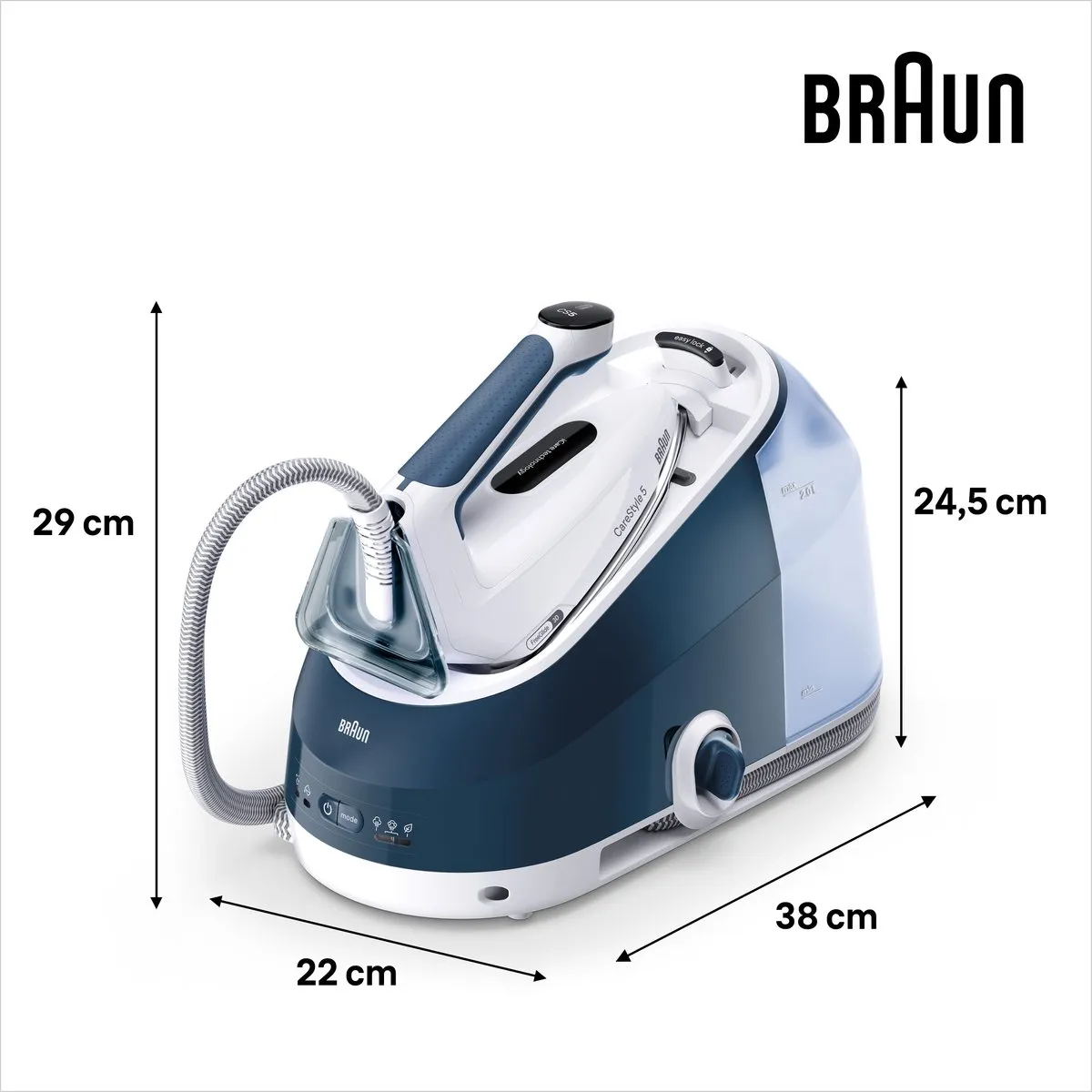 Braun CareStyle 5 IS5245BL - Stoomgenerator - Lichtgewicht Strijkijzer - Groot Waterreservoir - Blauw