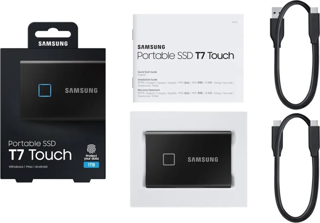 Samsung Portable T7 Touch SSD 1TB - MU-PC1T0K/WW - Zwart