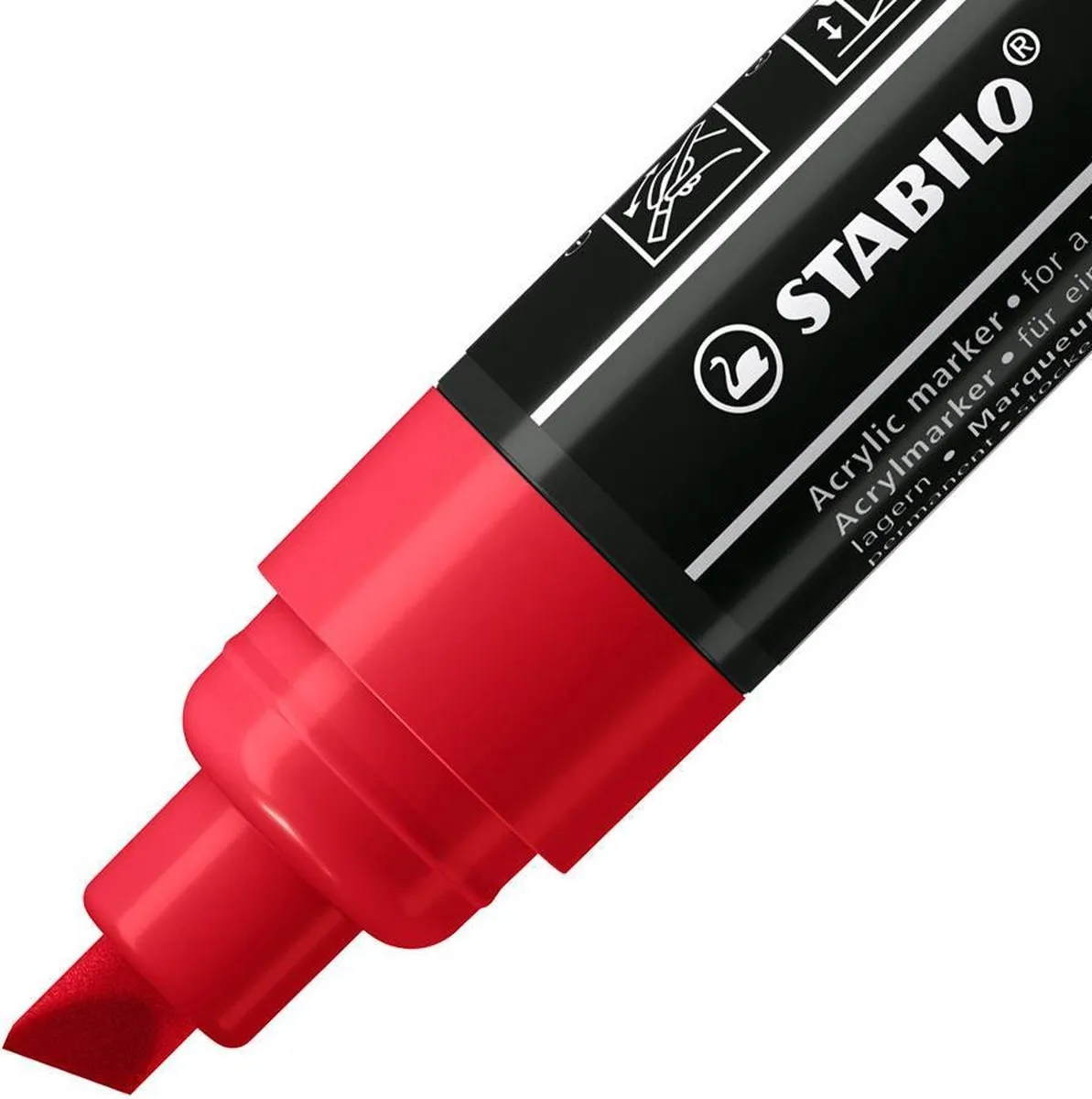 STABILO FREE T800C Acryl Marker Schuine Punt 4-10mm - Karmijnrood - 5 Stuks