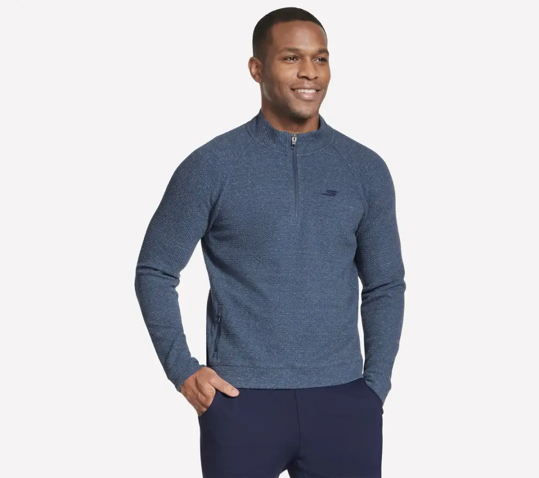 Skechers SKECHCLOUD LOUNGE 1/4 ZIP Heren Trui - Blauw