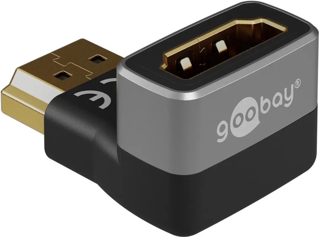 Goobay Plus HDMI Adapter Haaks 8K 60Hz HDR - Zwart/Zilver