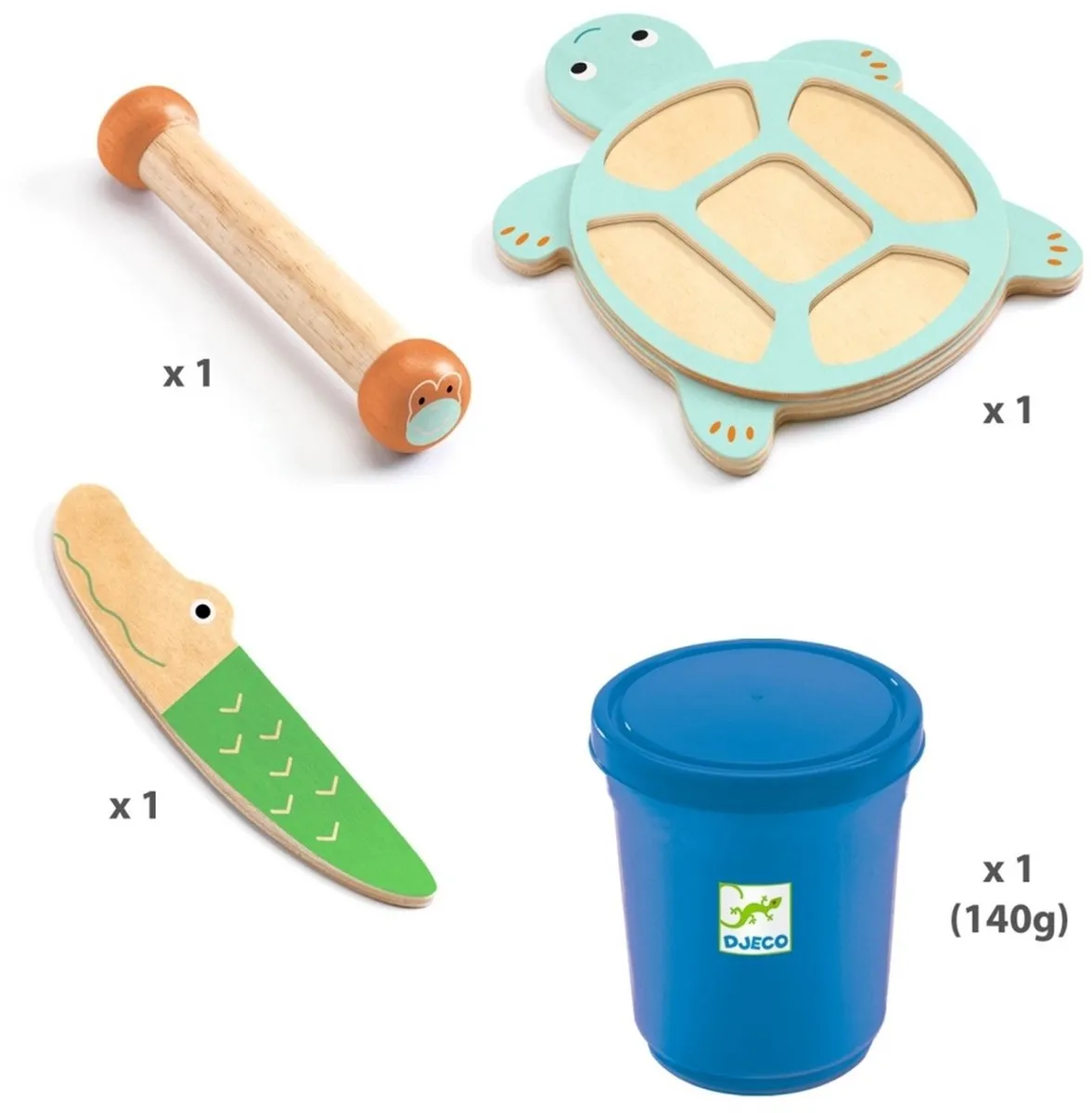 Djeco Plasticine Schildpad - Multicolor - 5 Stuks
