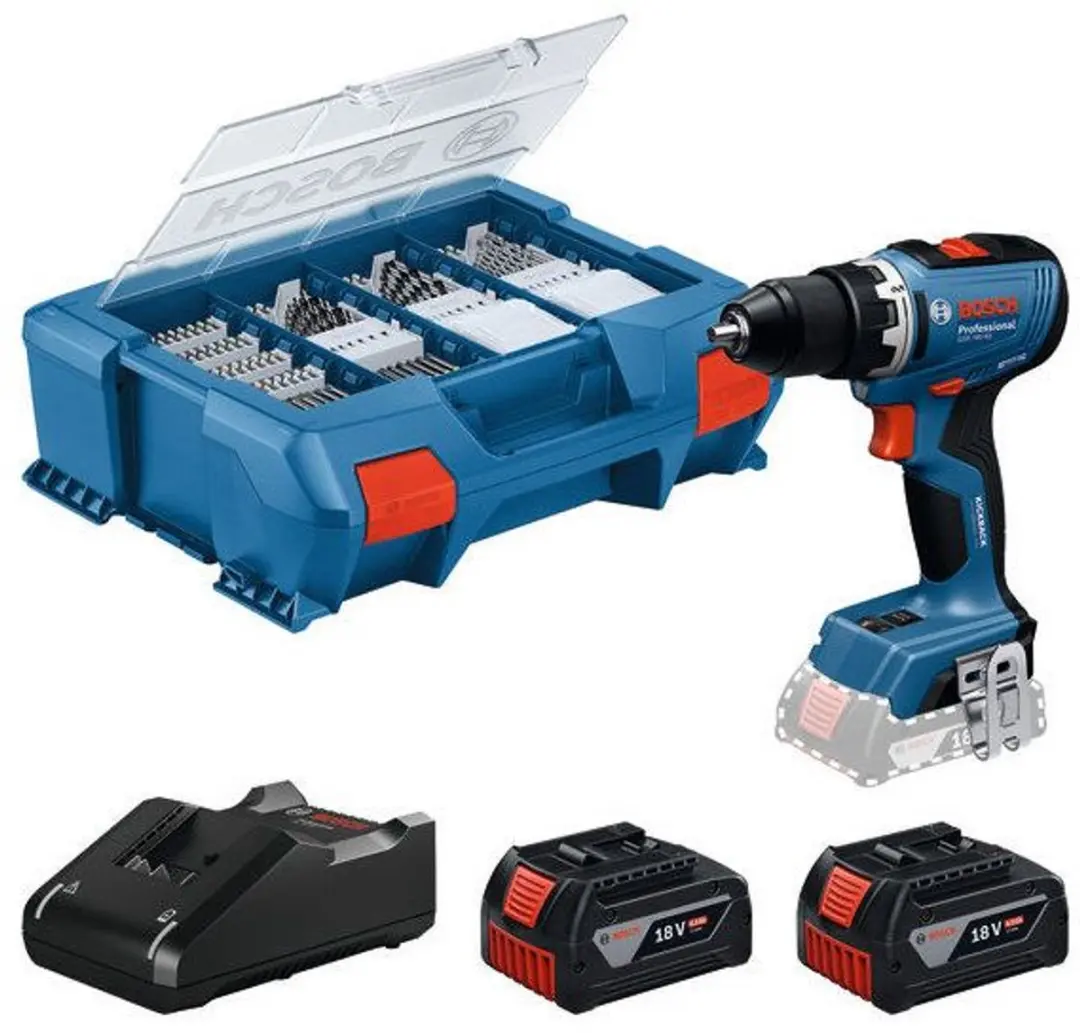 Bosch Professional PRO GSR 18V-65 Accu Schroefboormachine - 2x 4.0Ah - 82 Accessoires