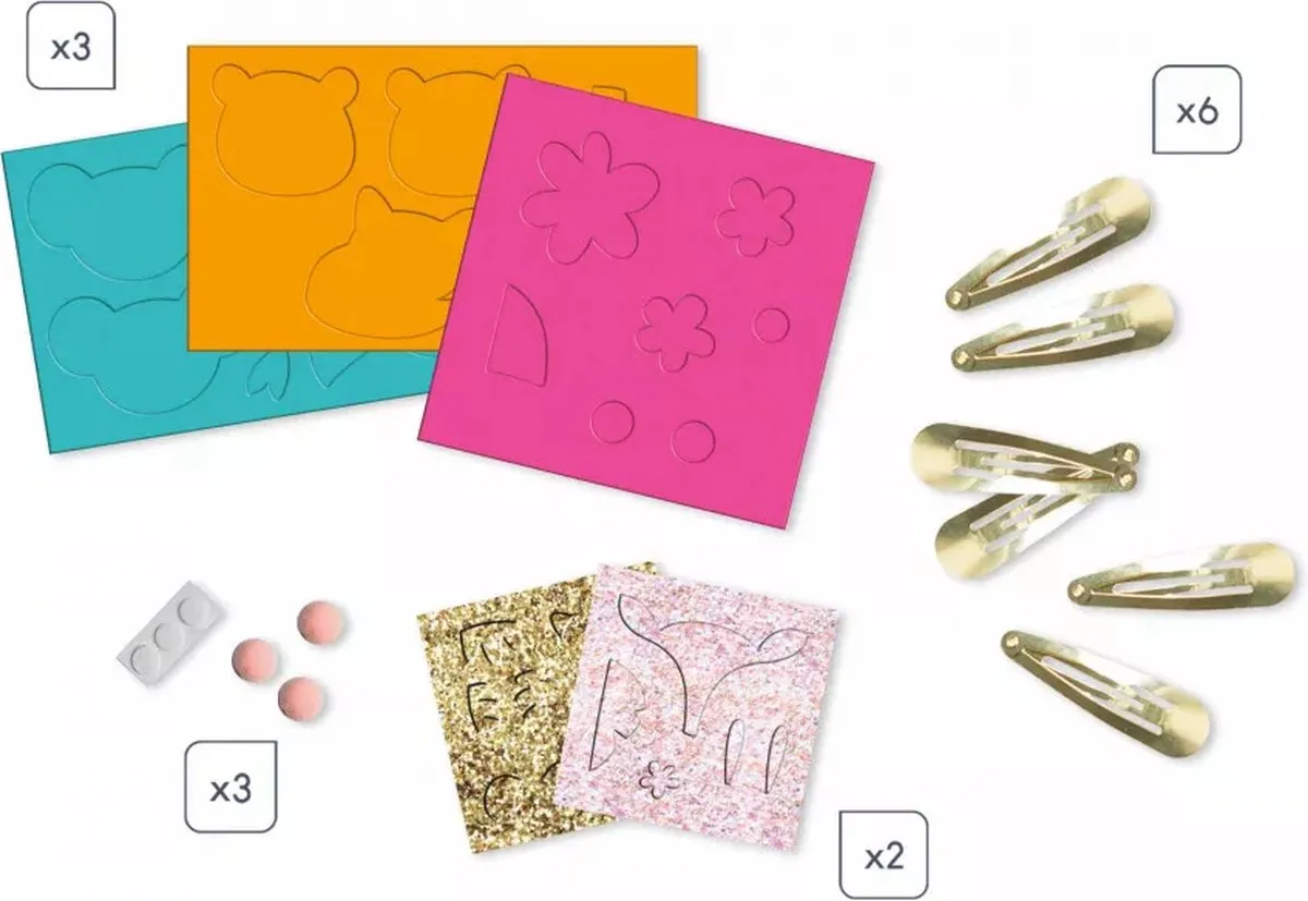 Janod Les Ateliers Bijoux Maakset - 6 Glinsterende Haarspeldjes Multikleur