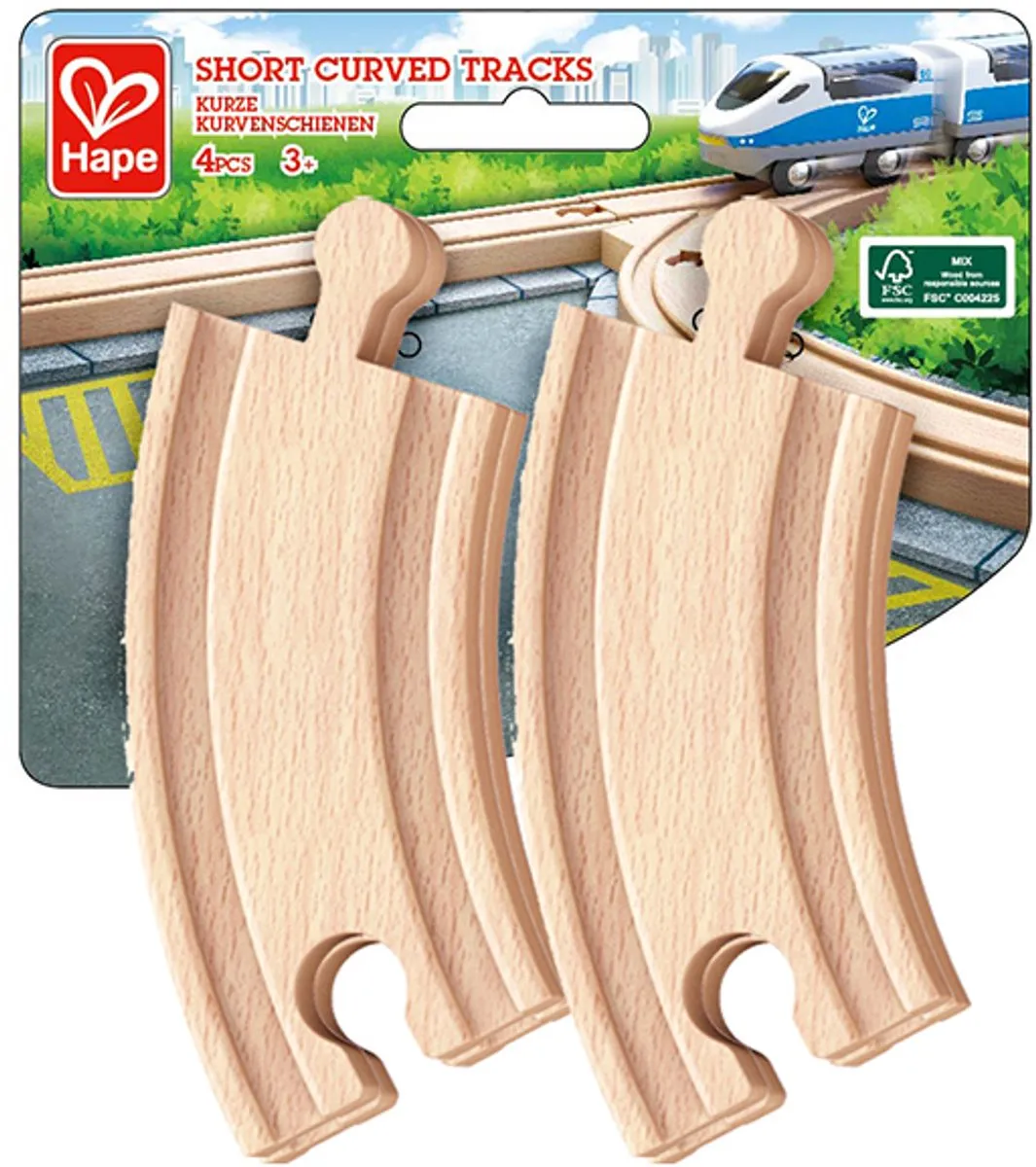 Hape Houten Treinbaan Korte Bochten E3776 - 4 Stuks