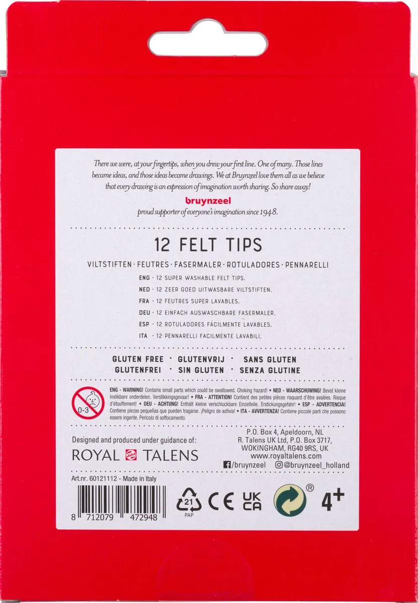 Bruynzeel Viltstiften set | 12 kleuren