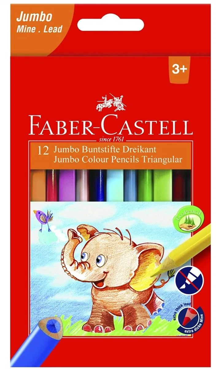 Faber-Castell Jumbo Driekantig Kleurpotloden 12 Stuks FC-116501