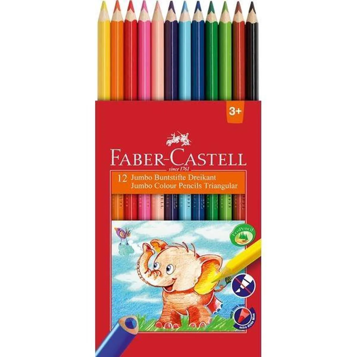 Faber-Castell Jumbo Driekantig Kleurpotloden 12 Stuks FC-116501