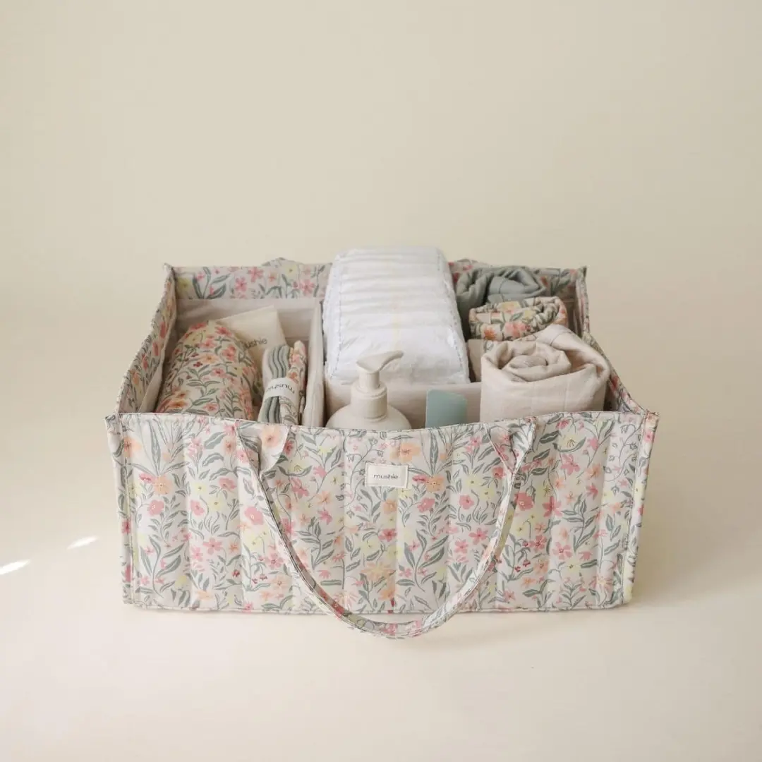Mushie Diaper Caddy Draagbare Luierorganizer 13L - 3 Vakken