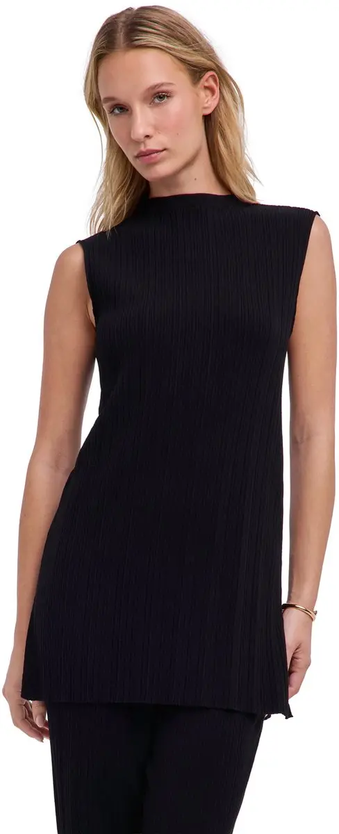 FALKE Finest Plissee Long koeling viscose tank top dames zwart