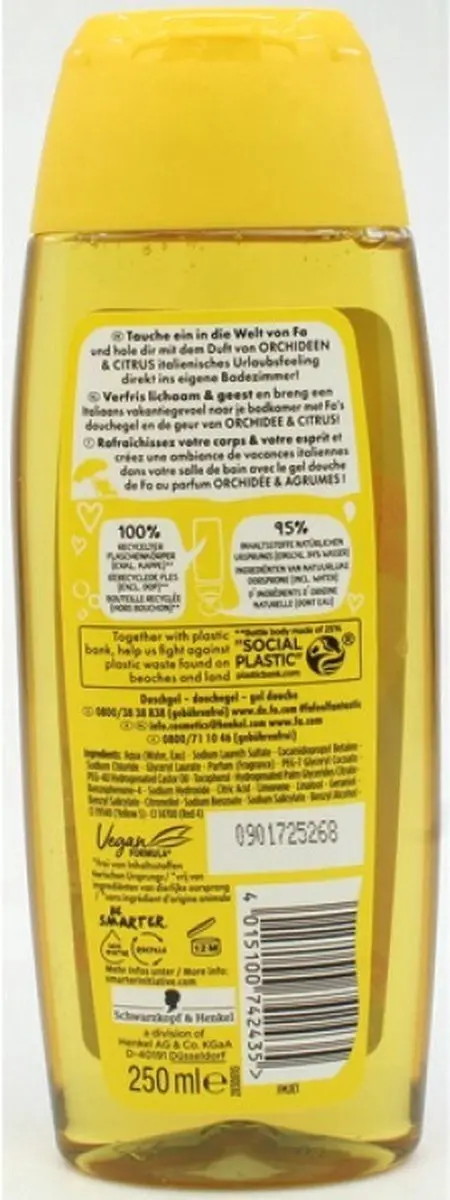 Fa Mediterranean Jewels Amalfi Douchegel - Orchidee & Citrus 250ml - 15 Stuks