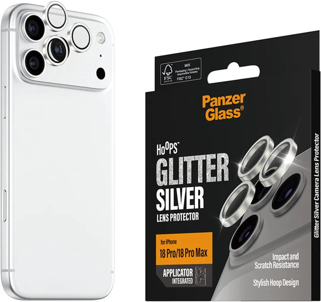 PanzerGlass Hoops iPhone 18 Pro/Max Cameralensbeschermer - Glitter Zilver