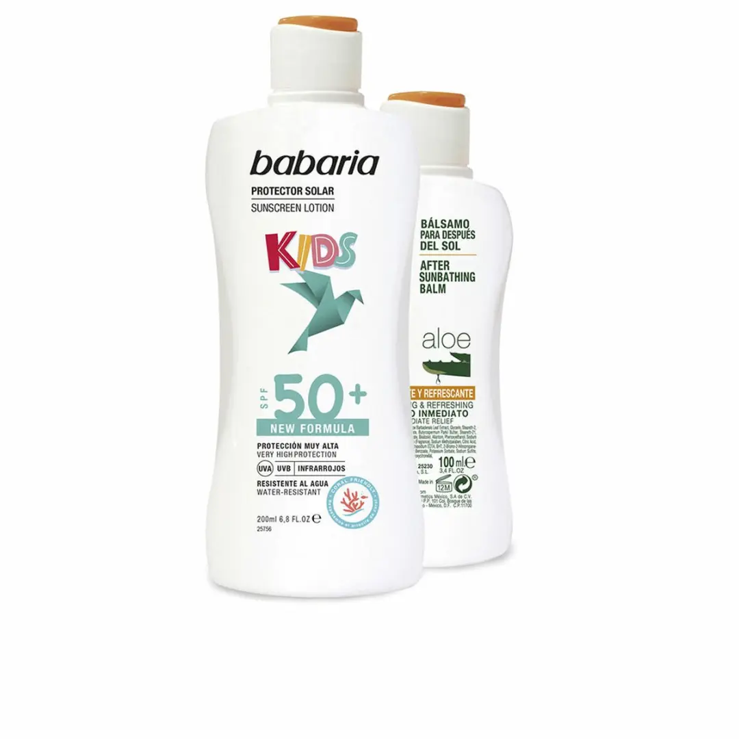 Babaria Sun Kids Sunscreen Lotion Water Resistant Spf50 200ml Set 2 Pieces