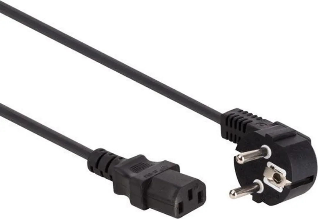 Perel Voedingskabel H05VV-F 3G1 2.5m 10A/230V - Type E/F 90° naar C13 - Zwart