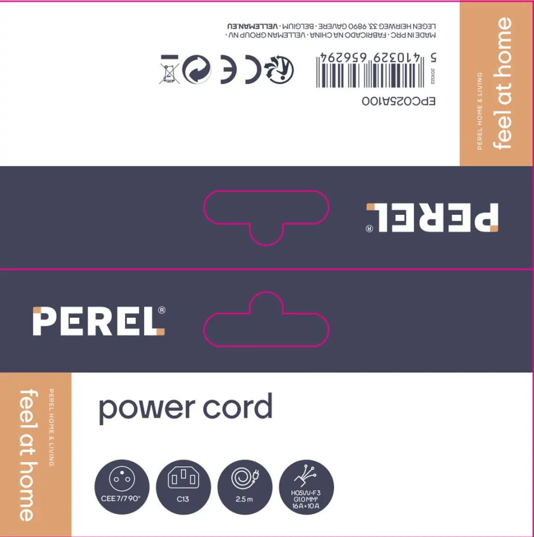 Perel Voedingskabel H05VV-F 3G1 2.5m 10A/230V