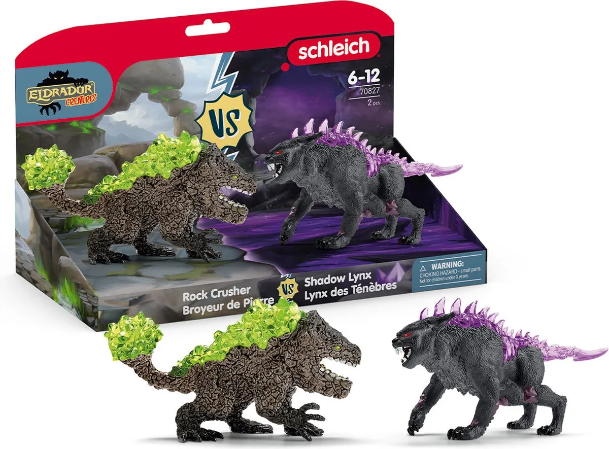 Schleich Eldrador Creatures 70827 Shaduw Lynx vs. Rotsbreker - Grijs/Paars
