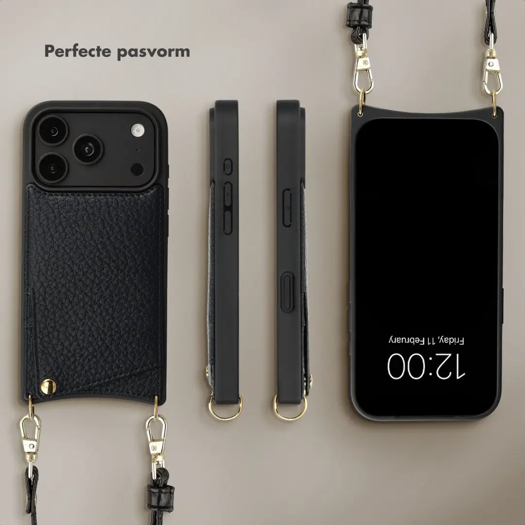 Selencia Hoesje iPhone 17 Pro - 2 Pasjes - Zwart
