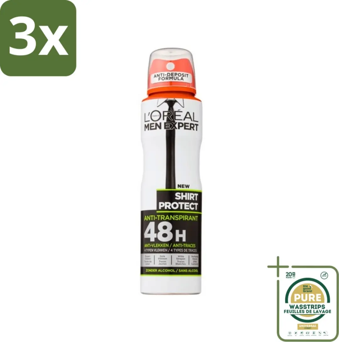 L'Oréal Men Expert Shirt Protect Deodorant 150ml - 3 Stuks
