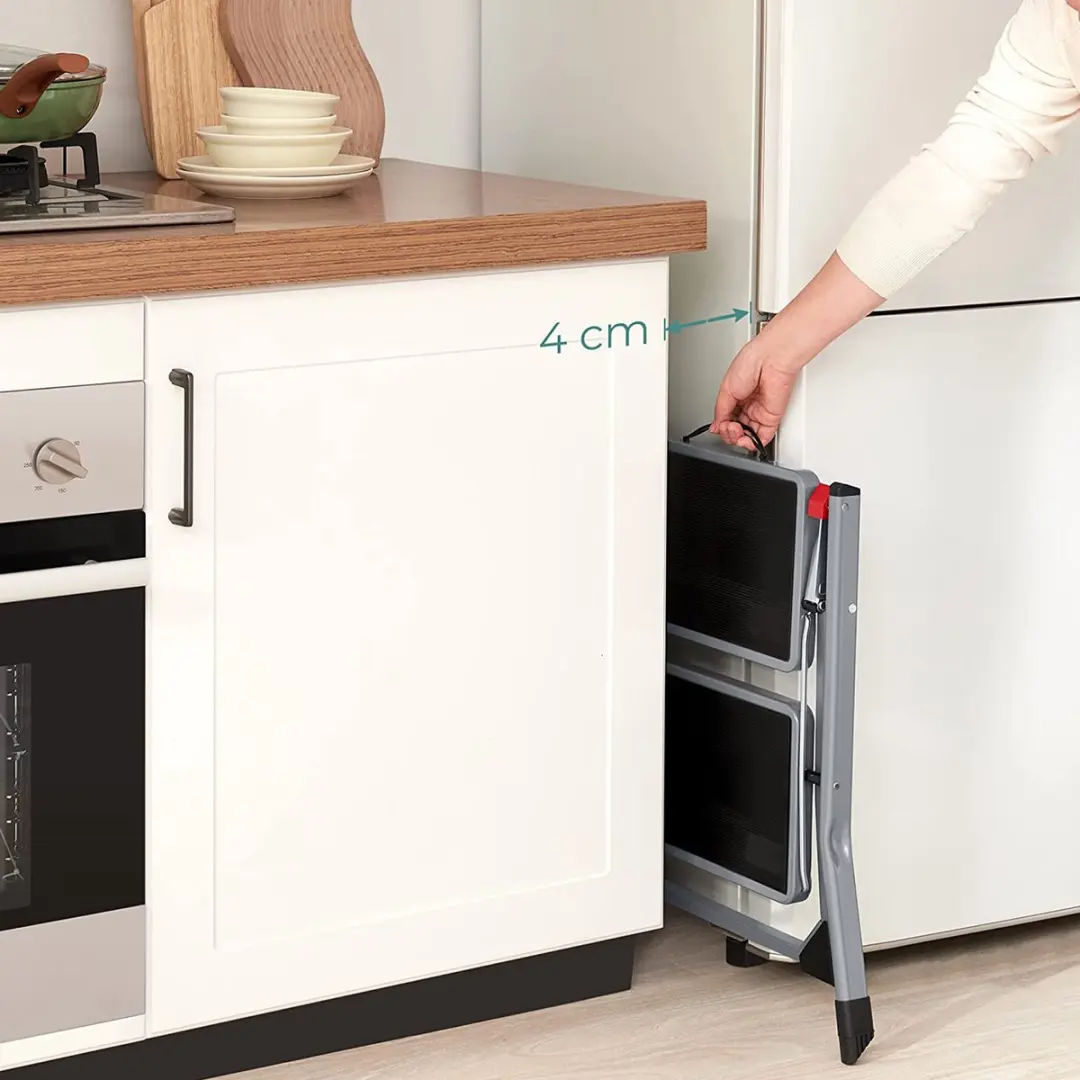 Songmics Trapladder 2 treden - Grijs/zwart